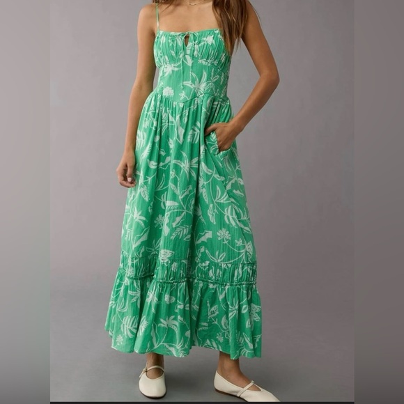 American Eagle Outfitters Dresses & Skirts - American Eagle Corset Tiered Floral Cotton Maxi Dress